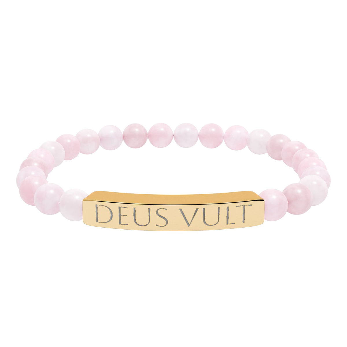 Deus Vult &quot;God Wills It&quot; Engraved Bracelet - Stainless or Gold with Natural Stone