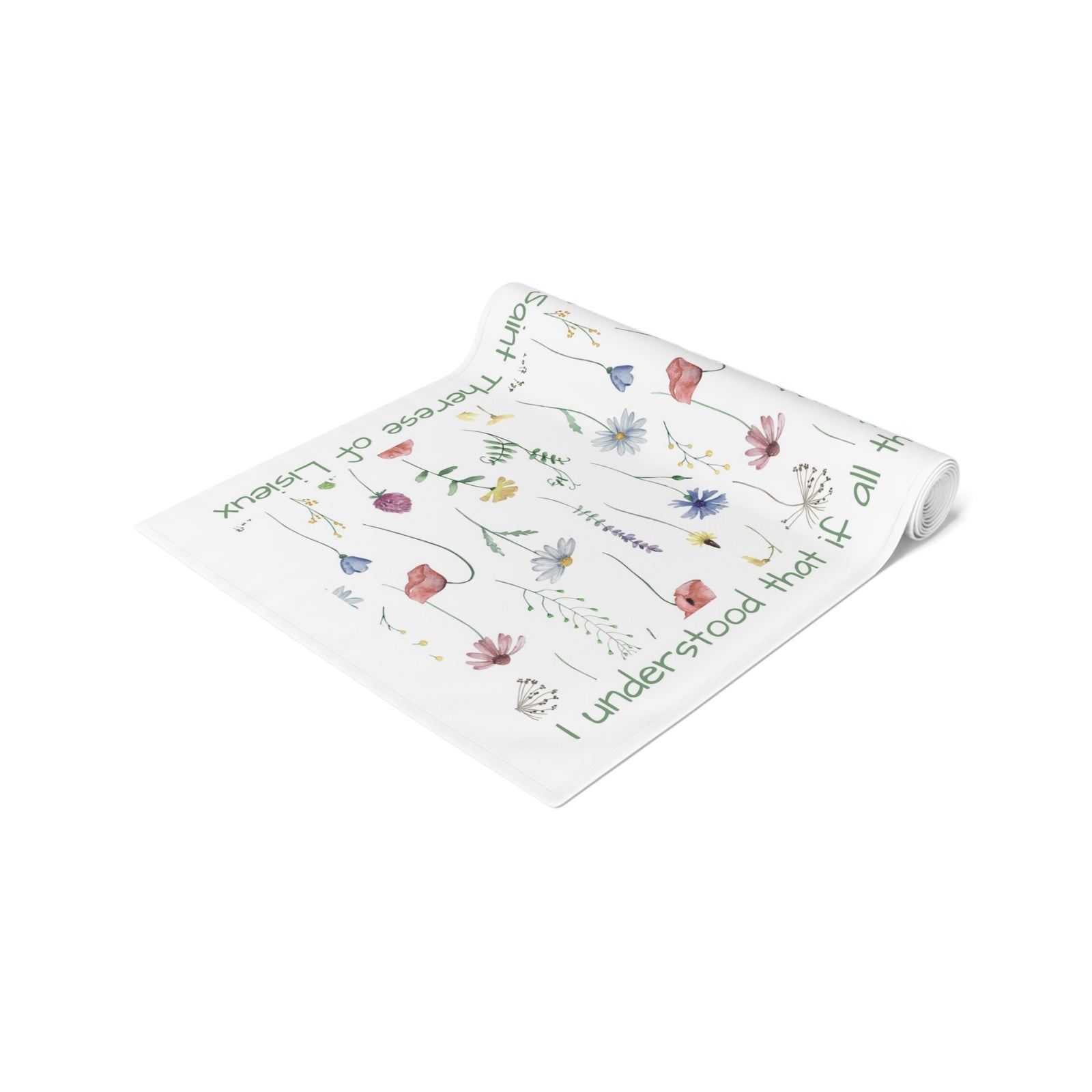 St. Therese Floral Table Runner in Cotton Twill or Poly