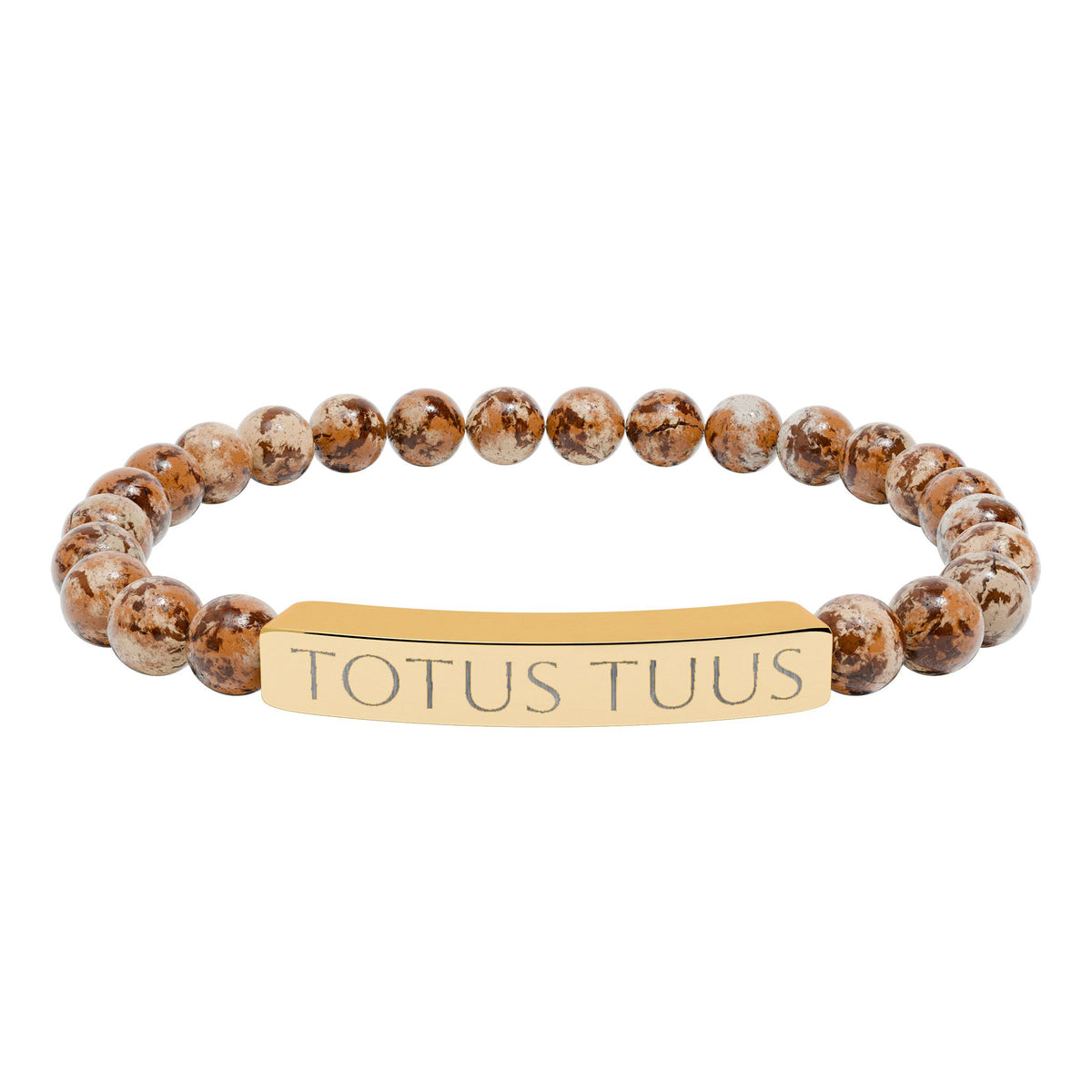Totus Tuus Engraved Bracelet - Stainless or Gold with Natural Stone