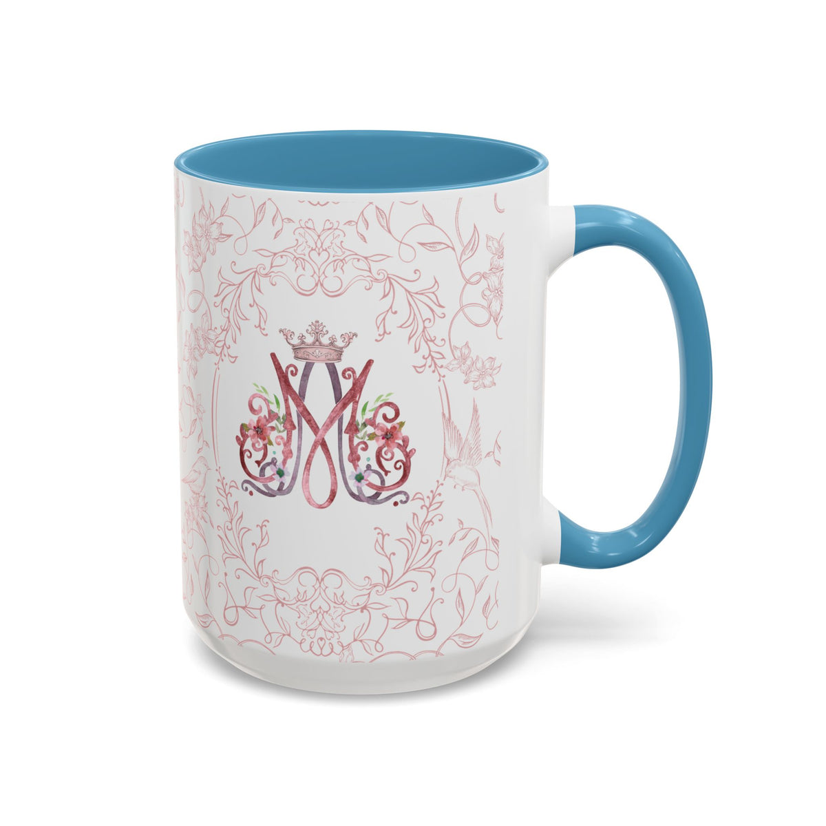 Ave Maria Pink Floral Prayer Coffee Mug