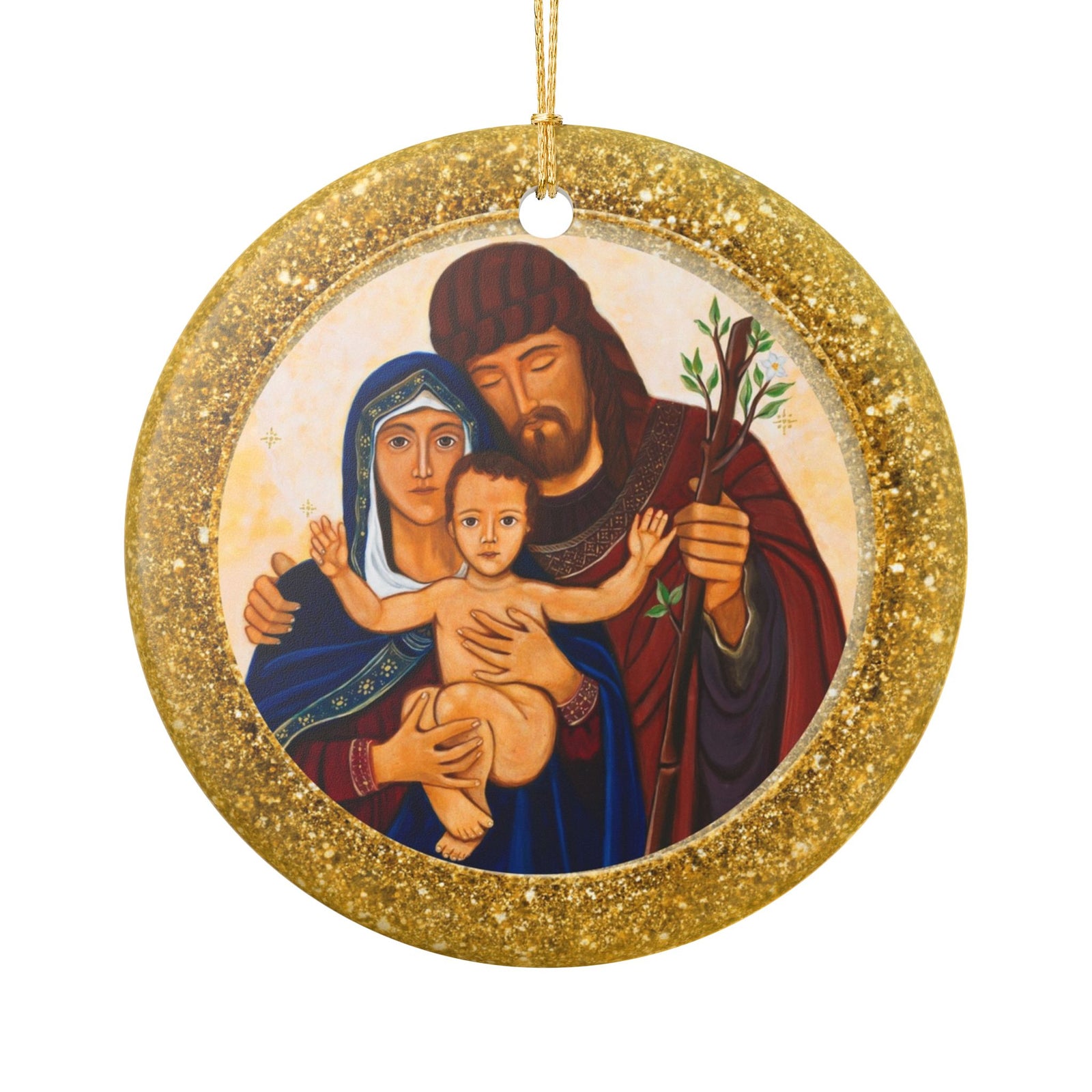 Holy Family Christmas Ornament Ceramic