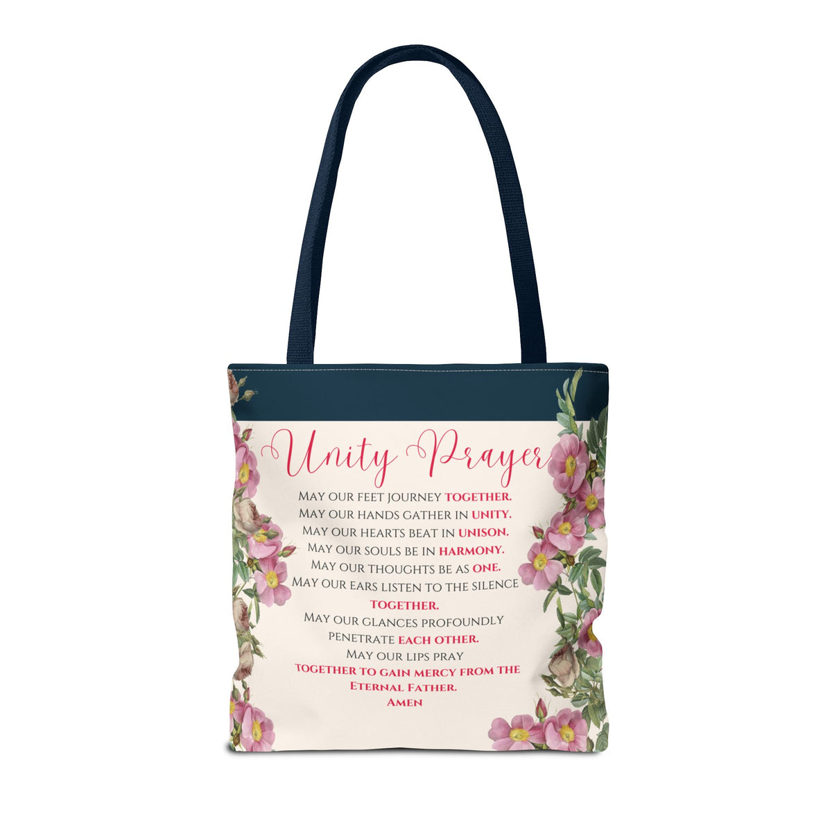 Flame of Love Tote Bag - Dark Blue Floral