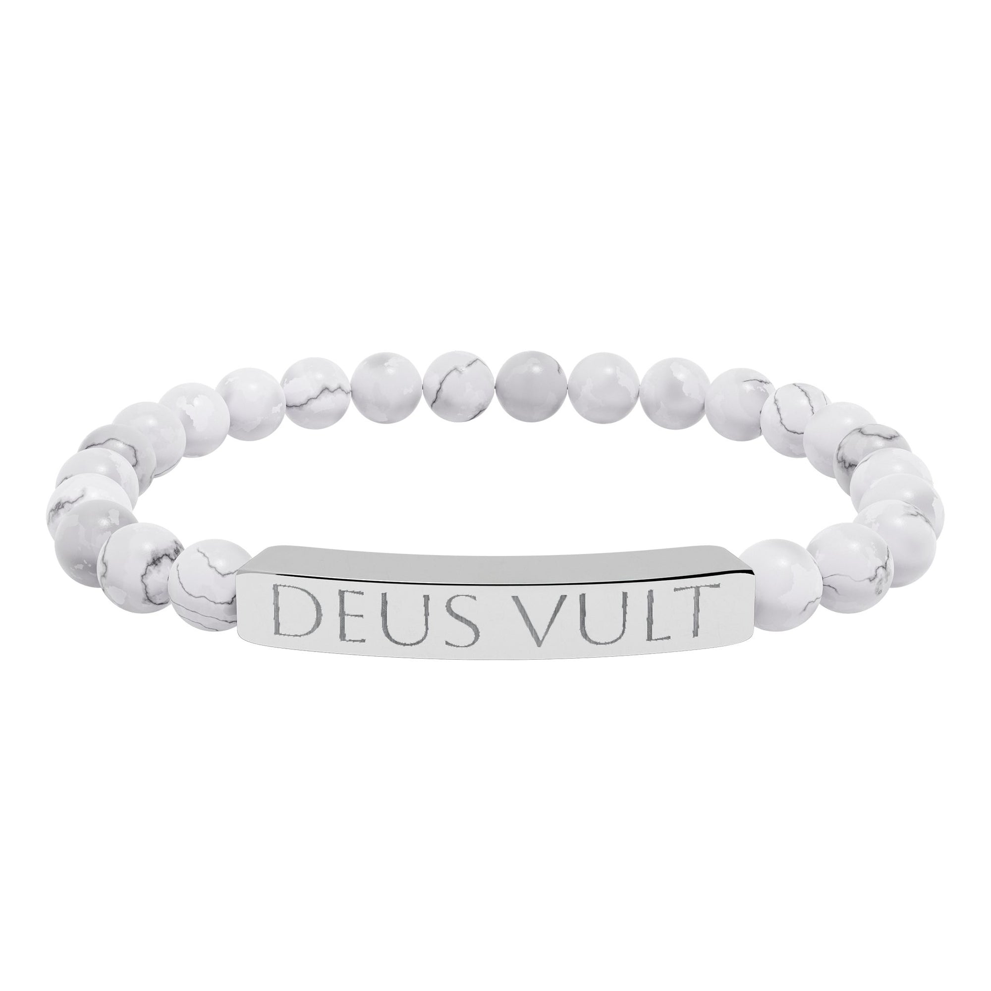 Deus Vult "God Wills It" Engraved Bracelet - Stainless or Gold with Natural Stone