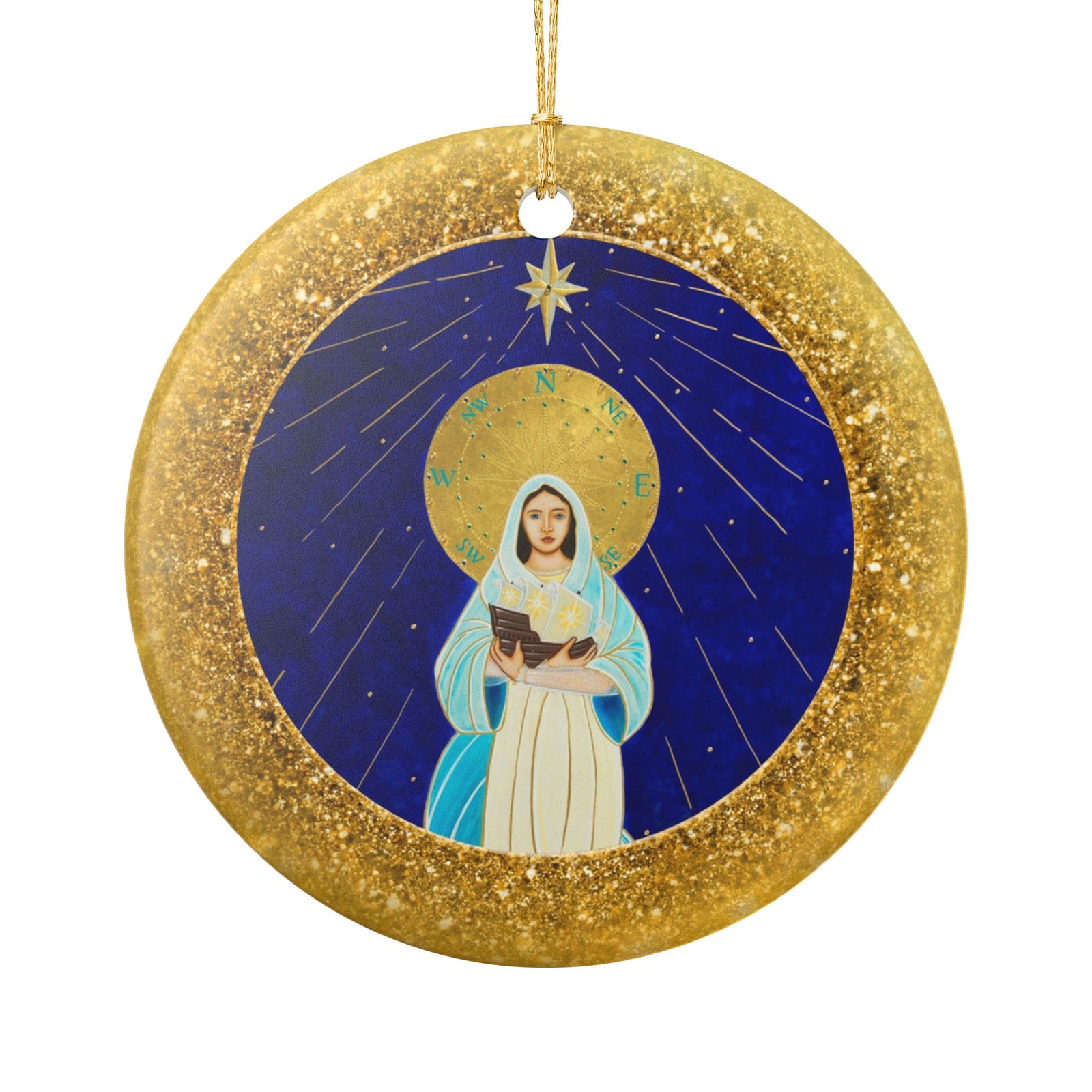 Our Lady Star of the Sea Ceramic Christmas Ornament