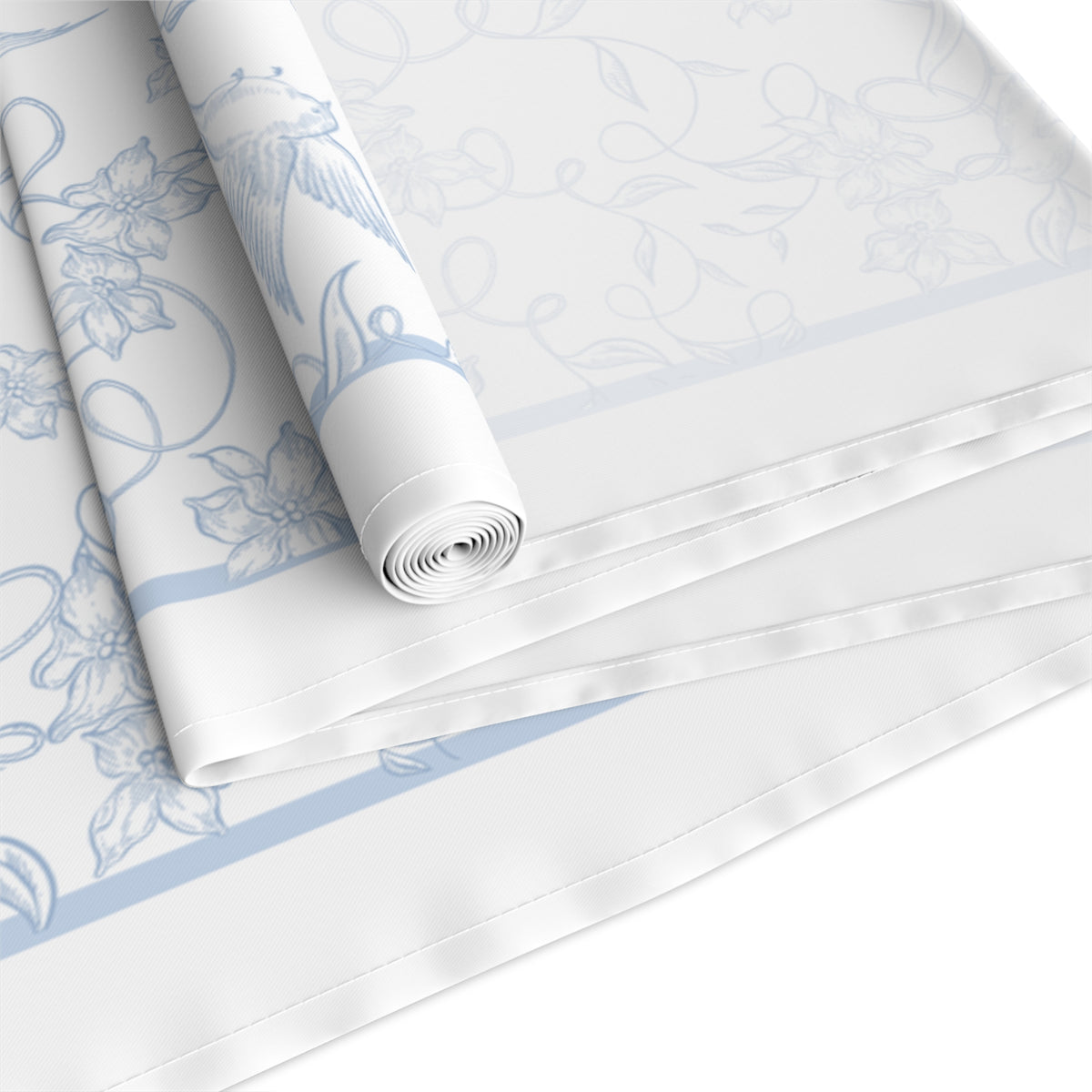 Ave Maria Blue Catholic Table Runner in Cotton Twill or Poly