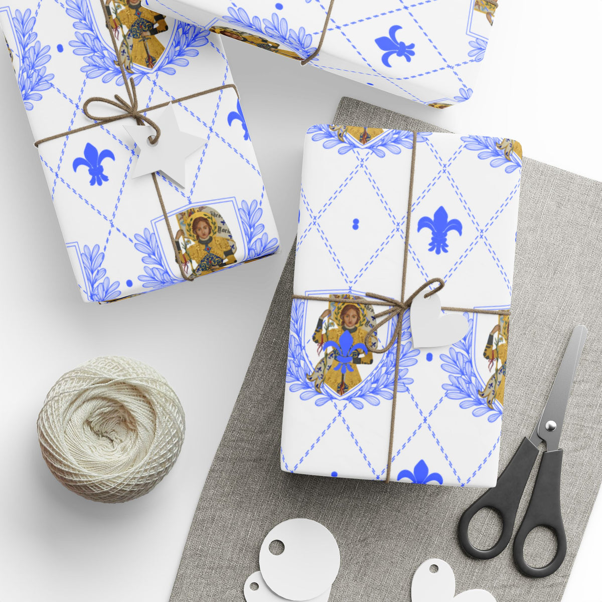 Gift Wrapping Paper - Saint Joan of Arc Blue - Roll