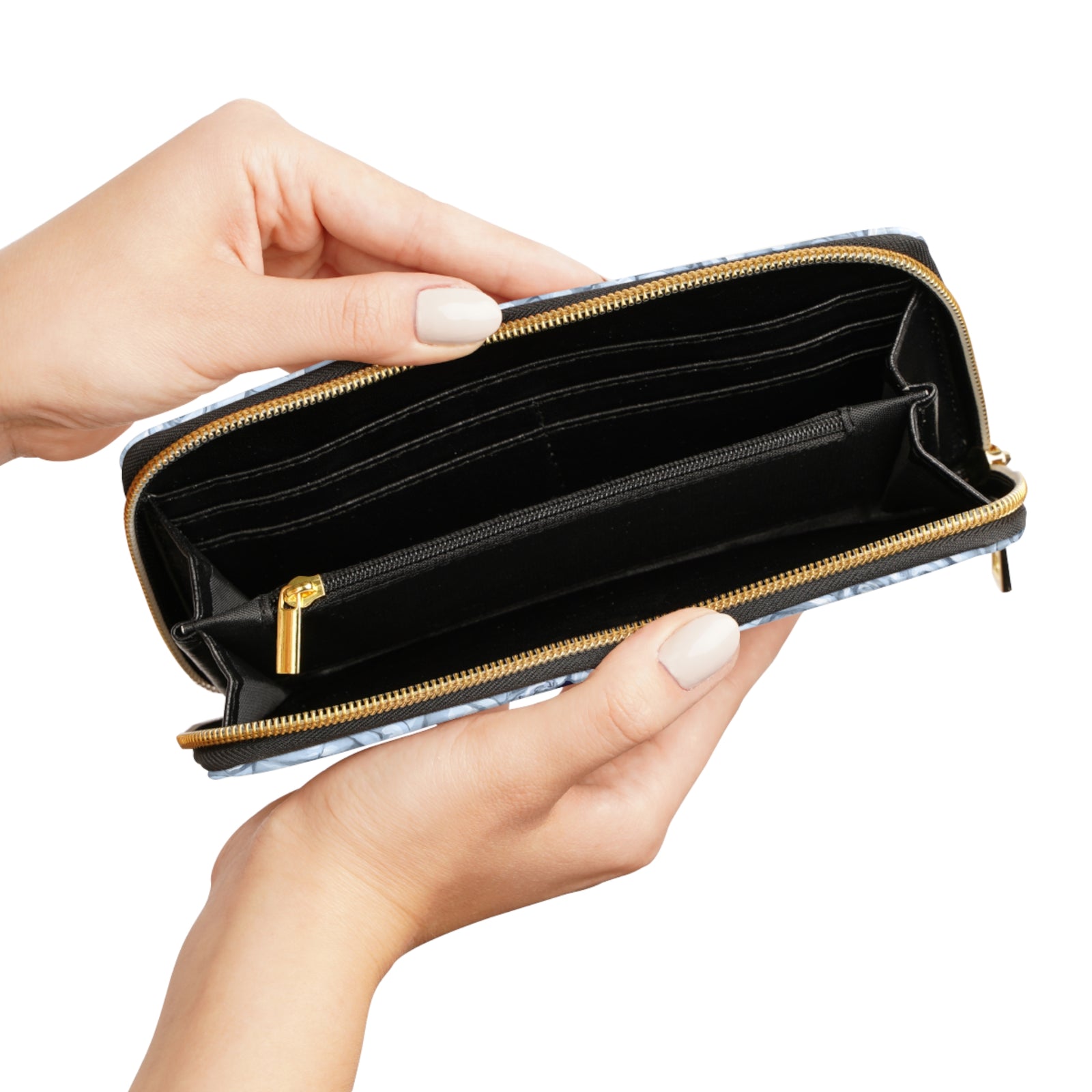 Flame of Love Navy Floral Zipper Wallet