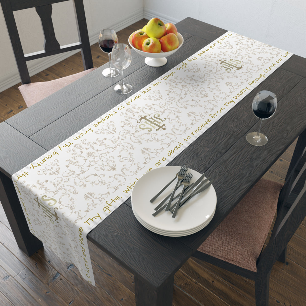 Bless us O Lord Table Runner in Cotton Twill or Poly