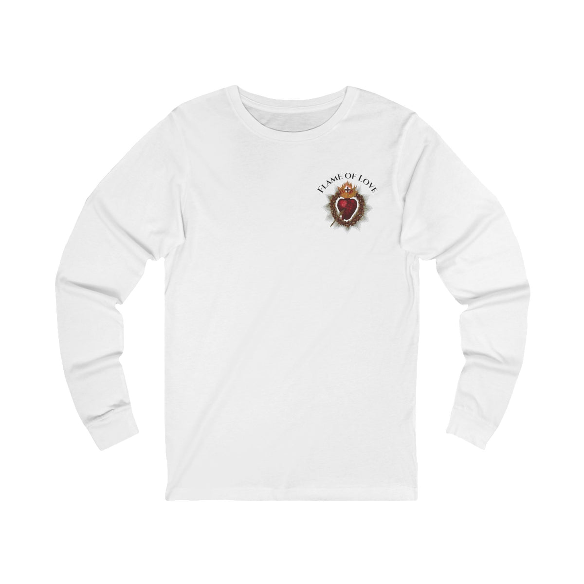 Flame of Love &amp; Sacred Heart Long Sleeve Unisex  Tee