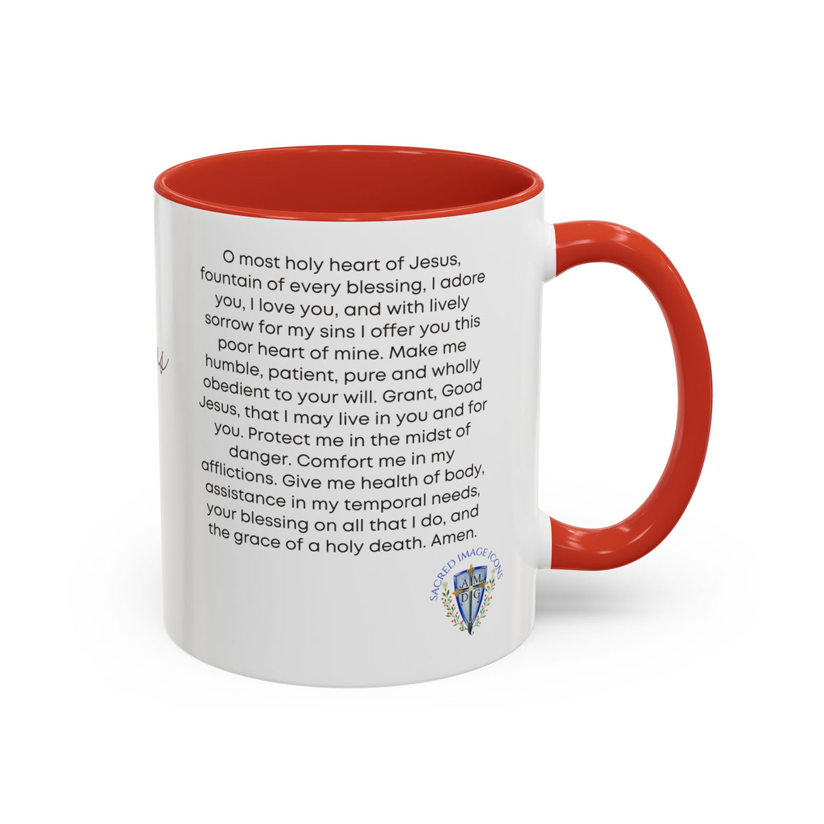 Sacred Heart of Jesus Accent Coffee Mug – Catholic Prayer 11/15oz