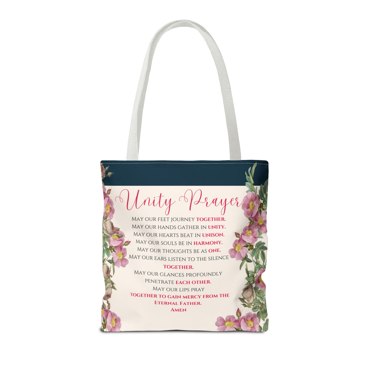 Flame of Love Tote Bag - Dark Blue Floral