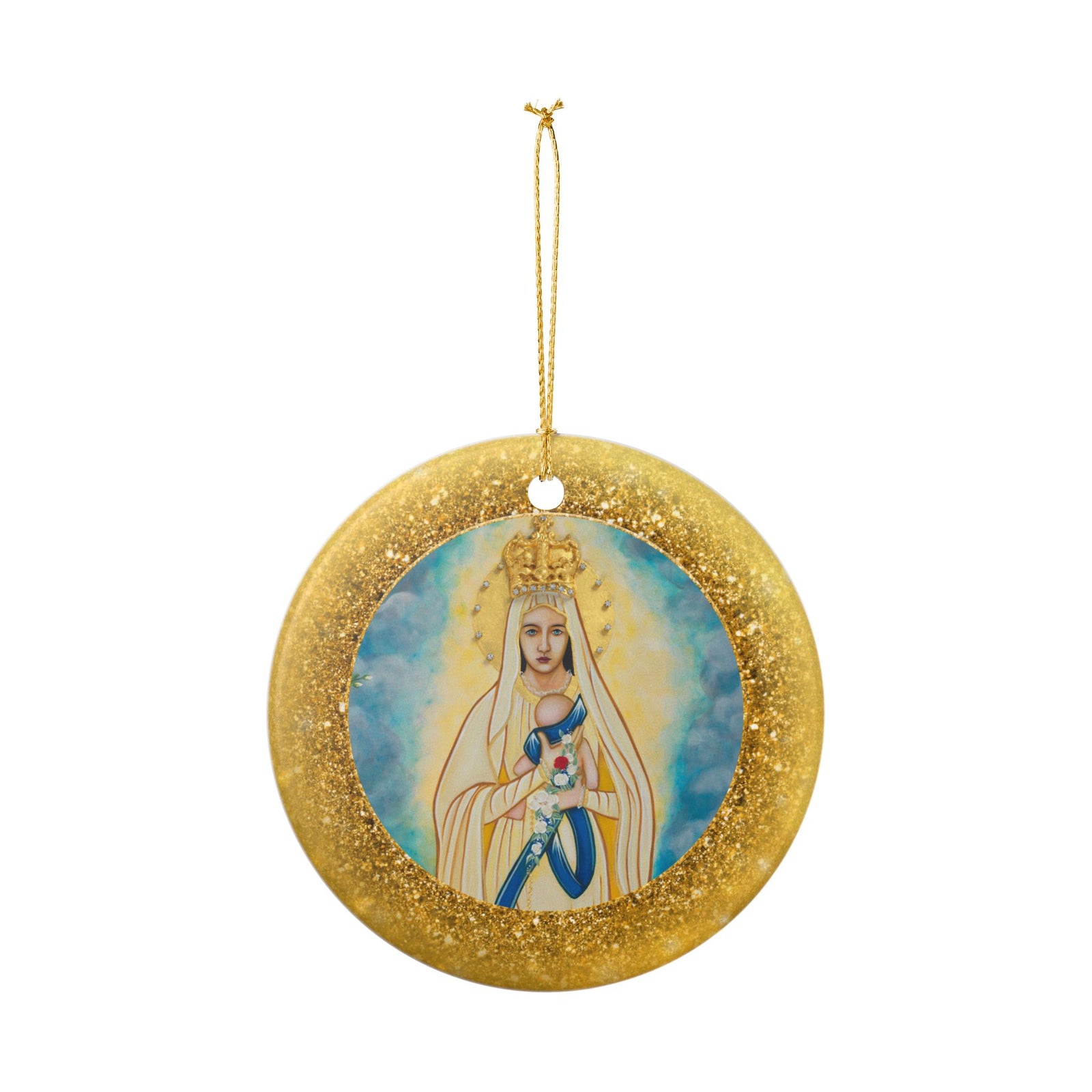 Our Lady of Lourdes and the Baby Jesus — Christmas Ornament