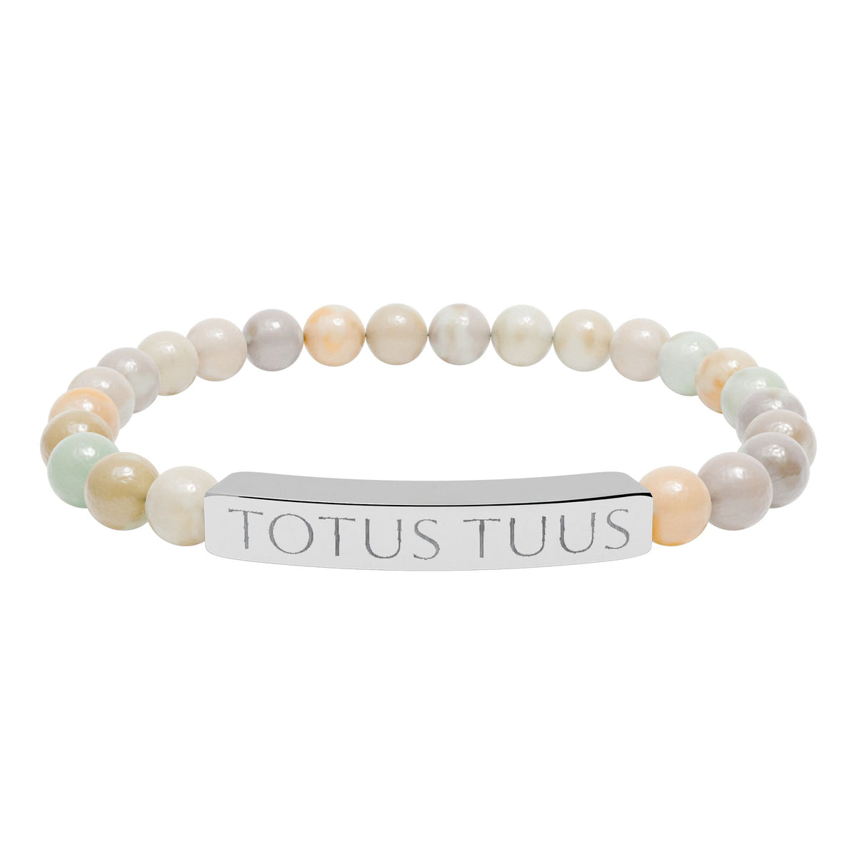 Totus Tuus Engraved Bracelet - Stainless or Gold with Natural Stone