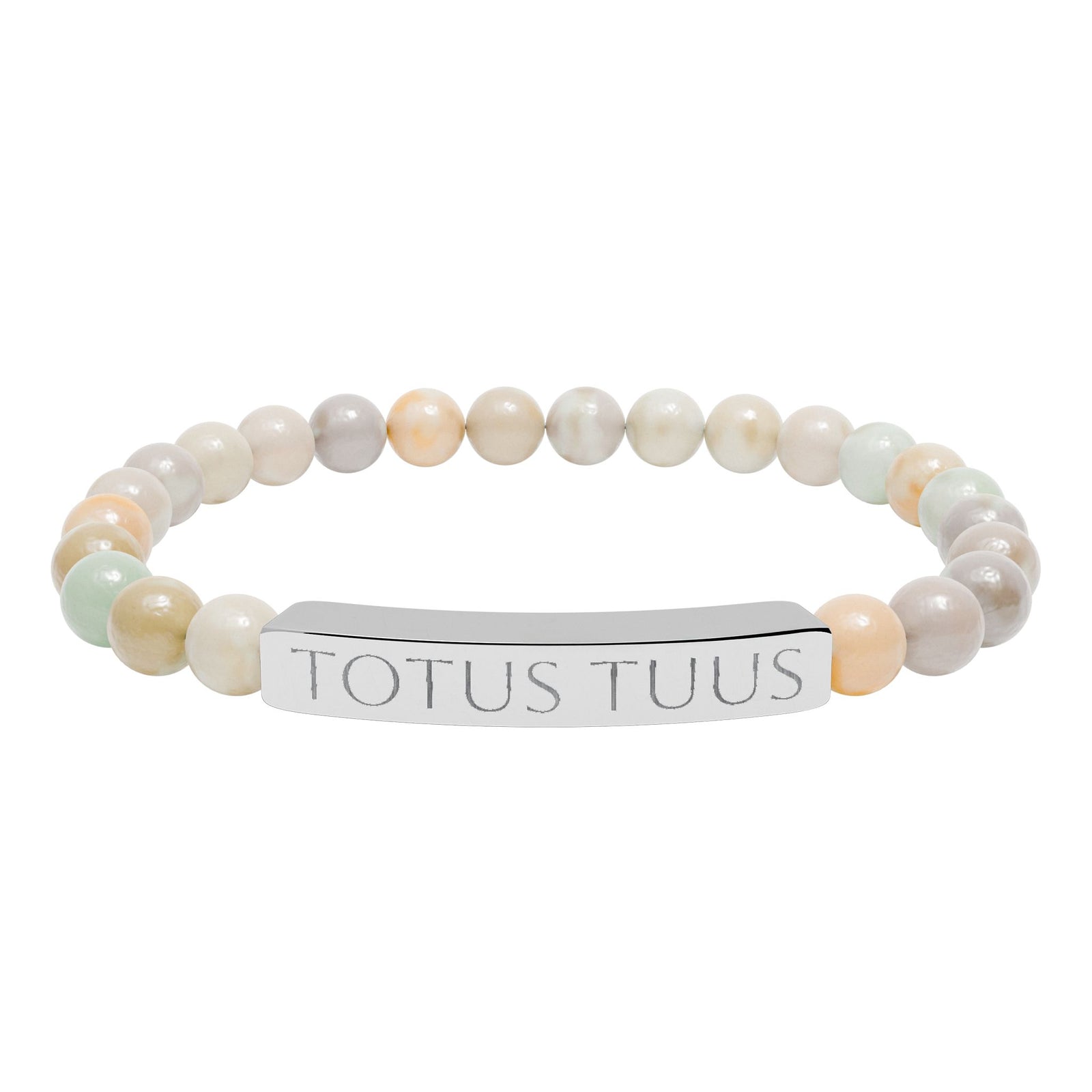 Totus Tuus Engraved Bracelet - Stainless or Gold with Natural Stone
