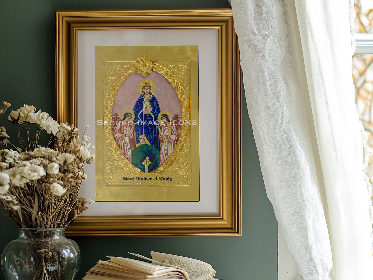Our Lady Undoer of Knots Golden Icon Print