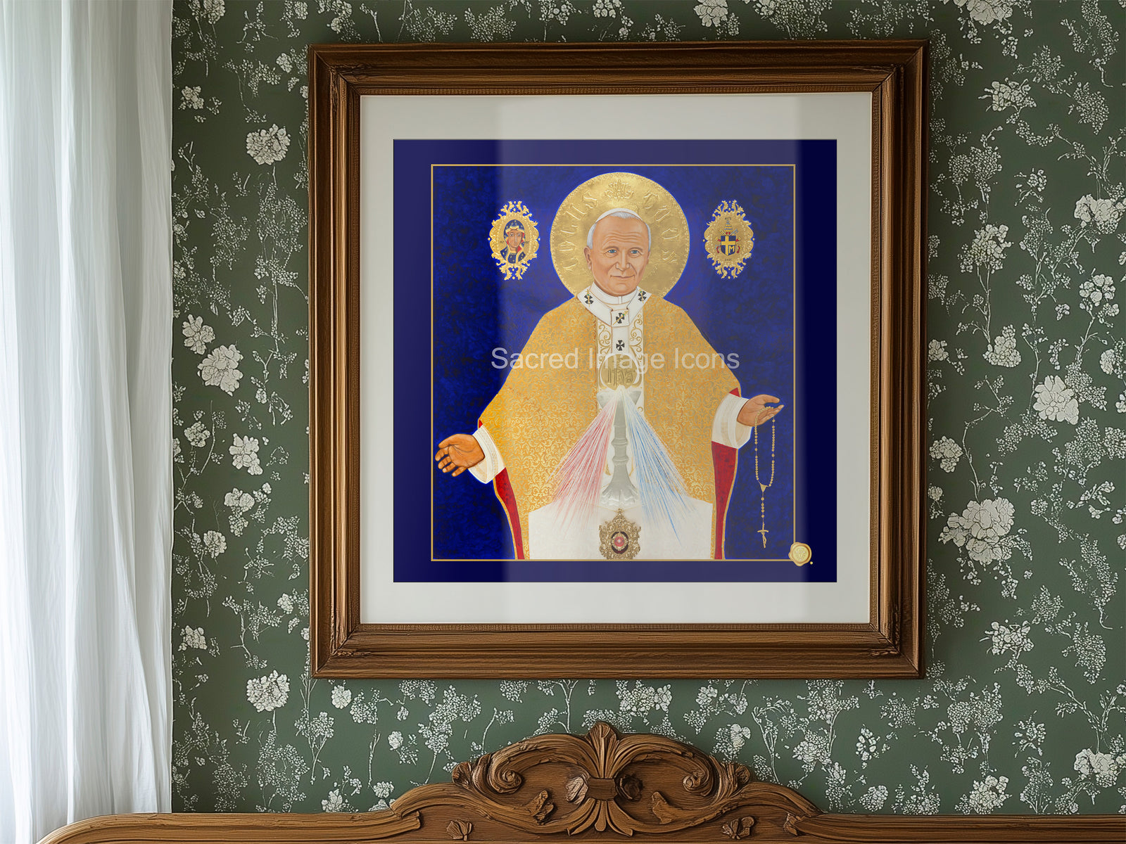 Saint John Paul II - Divine Mercy Icon Print