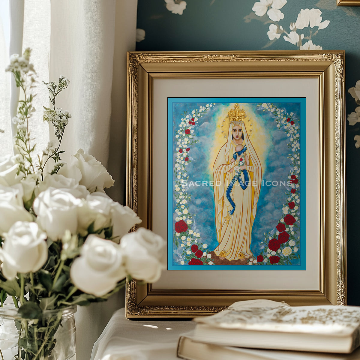 Our Lady of Lourdes with Infant Icon Print - NICU Version