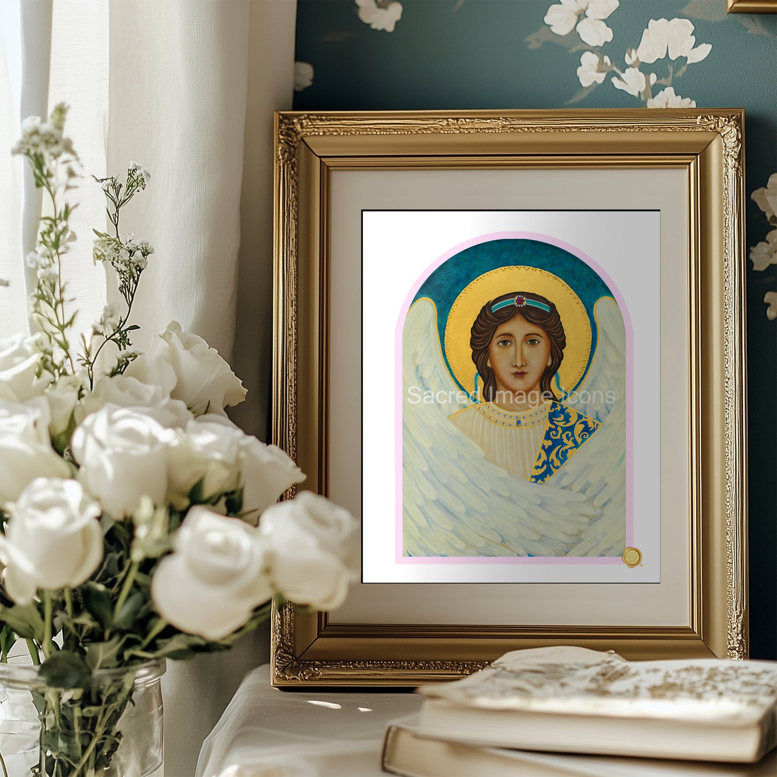 Guardian Angel Icon Print - Pink