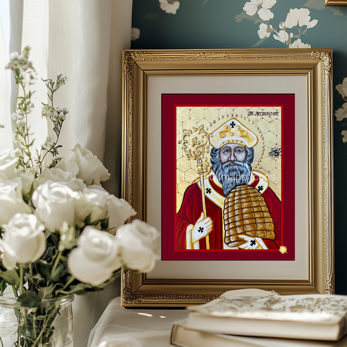 Saint Ambrose Icon Print