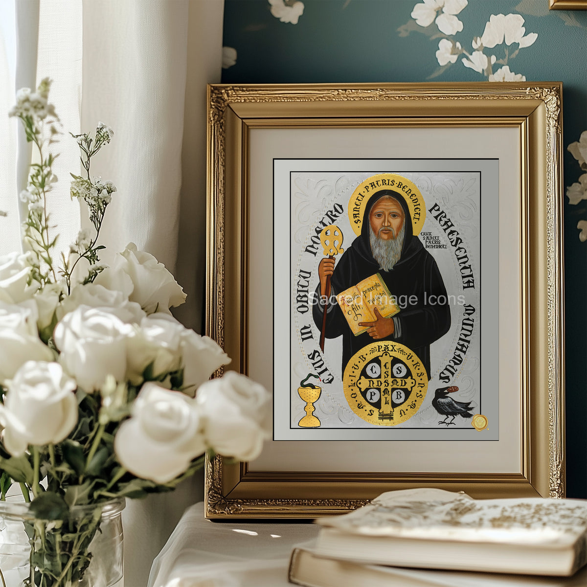 Saint Benedict Icon Print