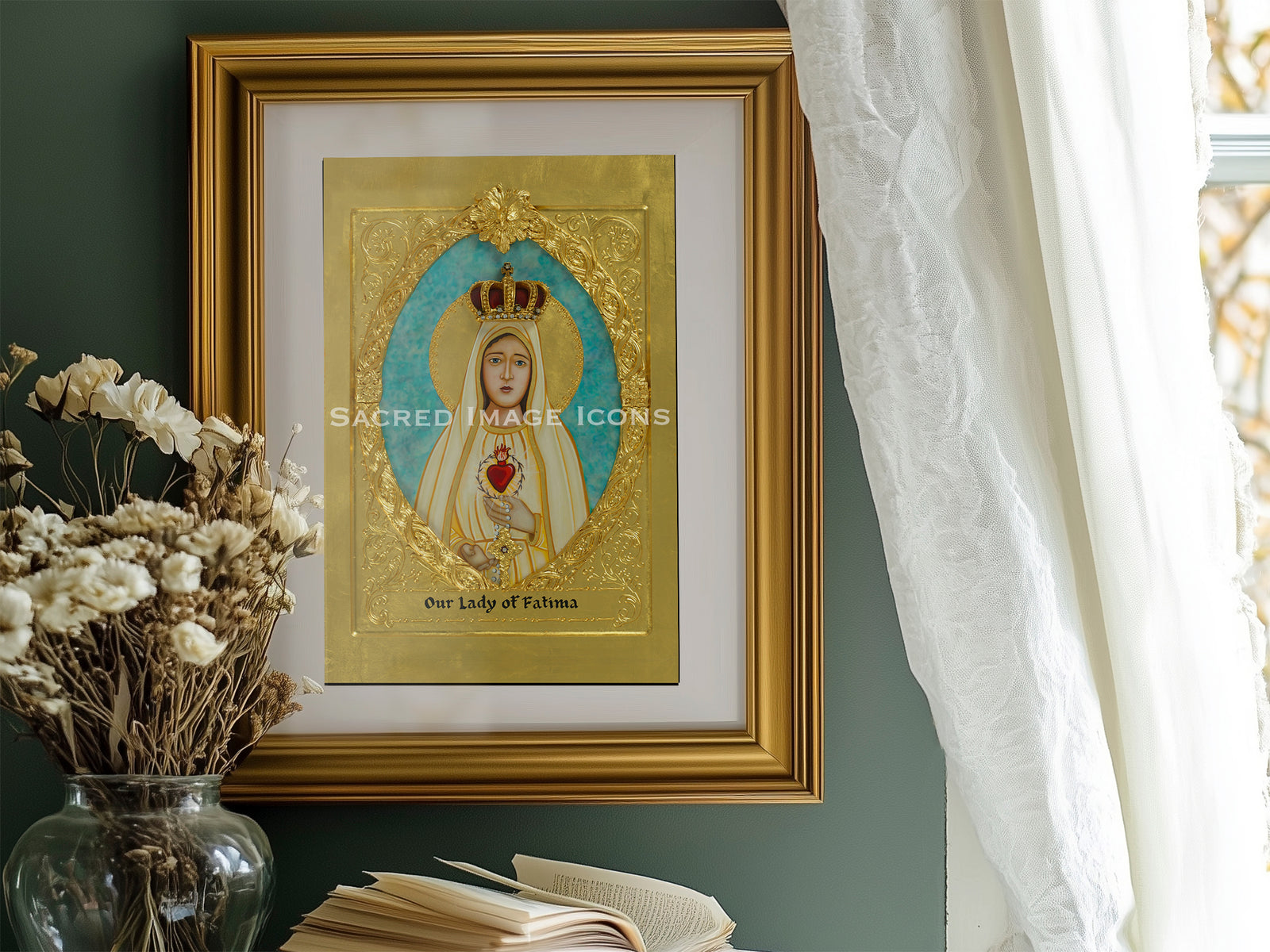 Our Lady of Fatima Golden Icon Print