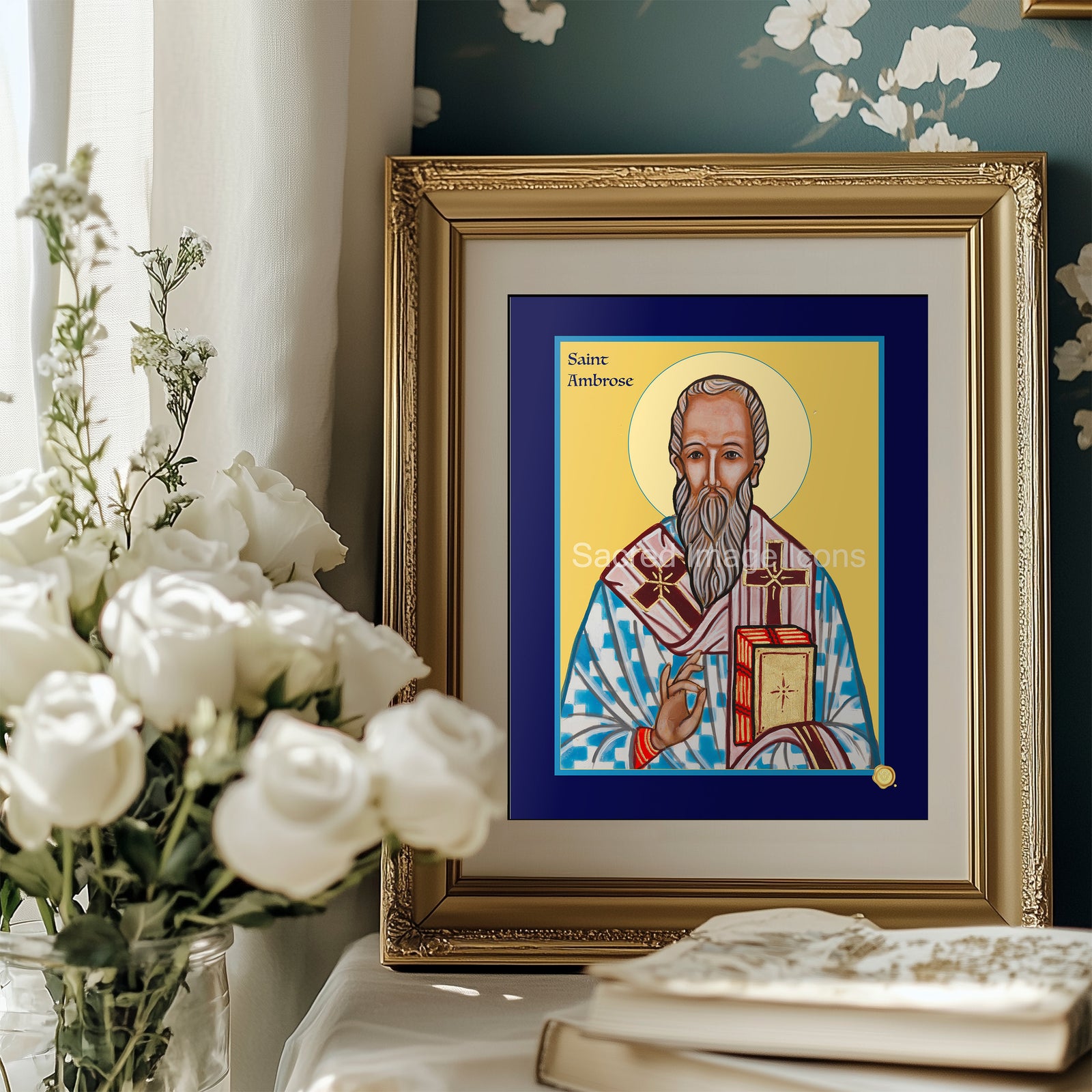 Saint Ambrose Icon Print
