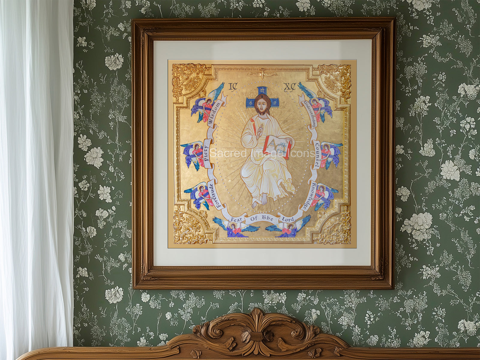 Jesus with the Gifts of the Holy Spirit Framed Metallic Print - Limited Edition