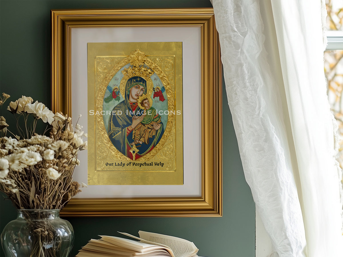 Our Lady of Perpetual Help Golden Icon Print