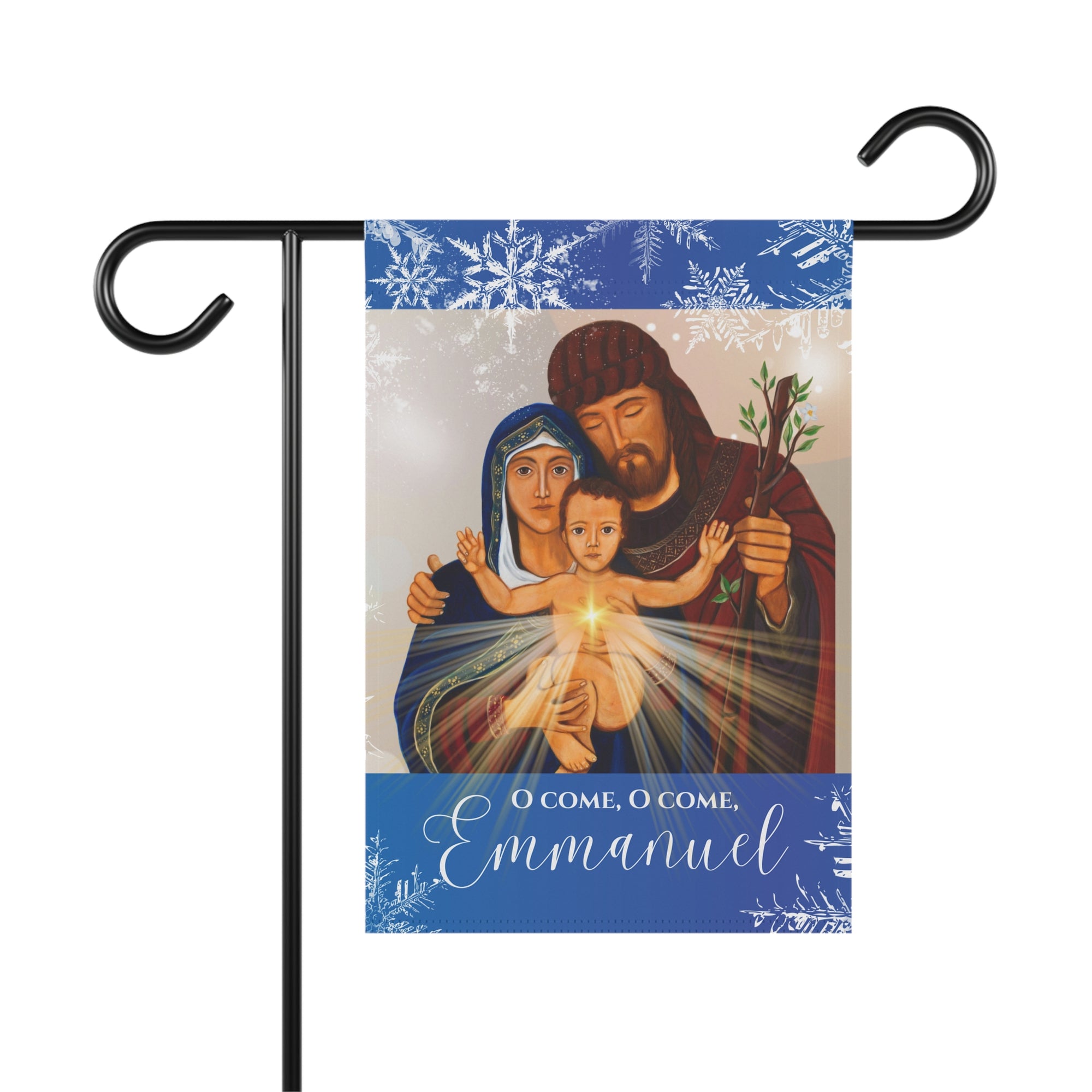 "O Come, O Come, Emmanuel"  Christmas Garden Flag - Blue