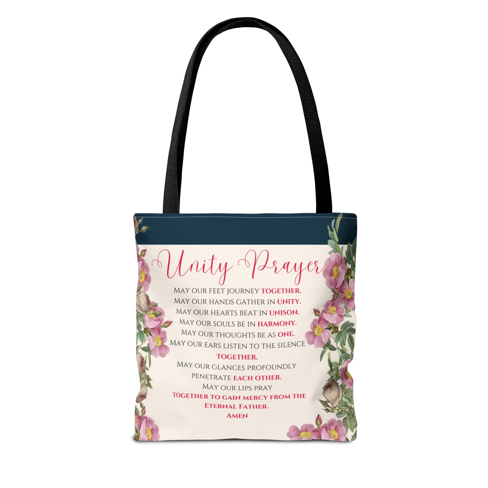 Flame of Love Tote Bag - Dark Blue Floral