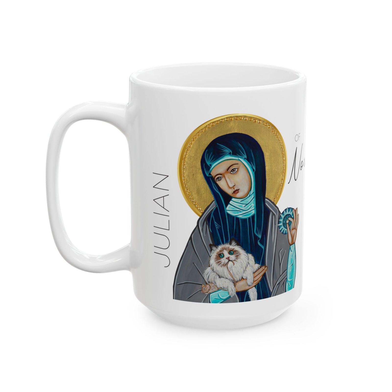Julian of Norwich Ceramic Mug — Inspirational Religious Coffee Cup (15oz)