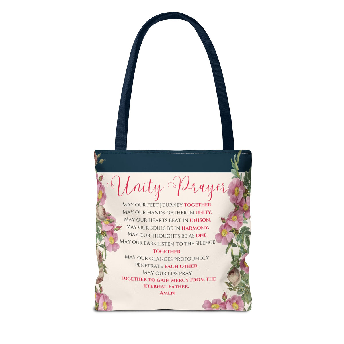 Flame of Love Tote Bag - Dark Blue Floral