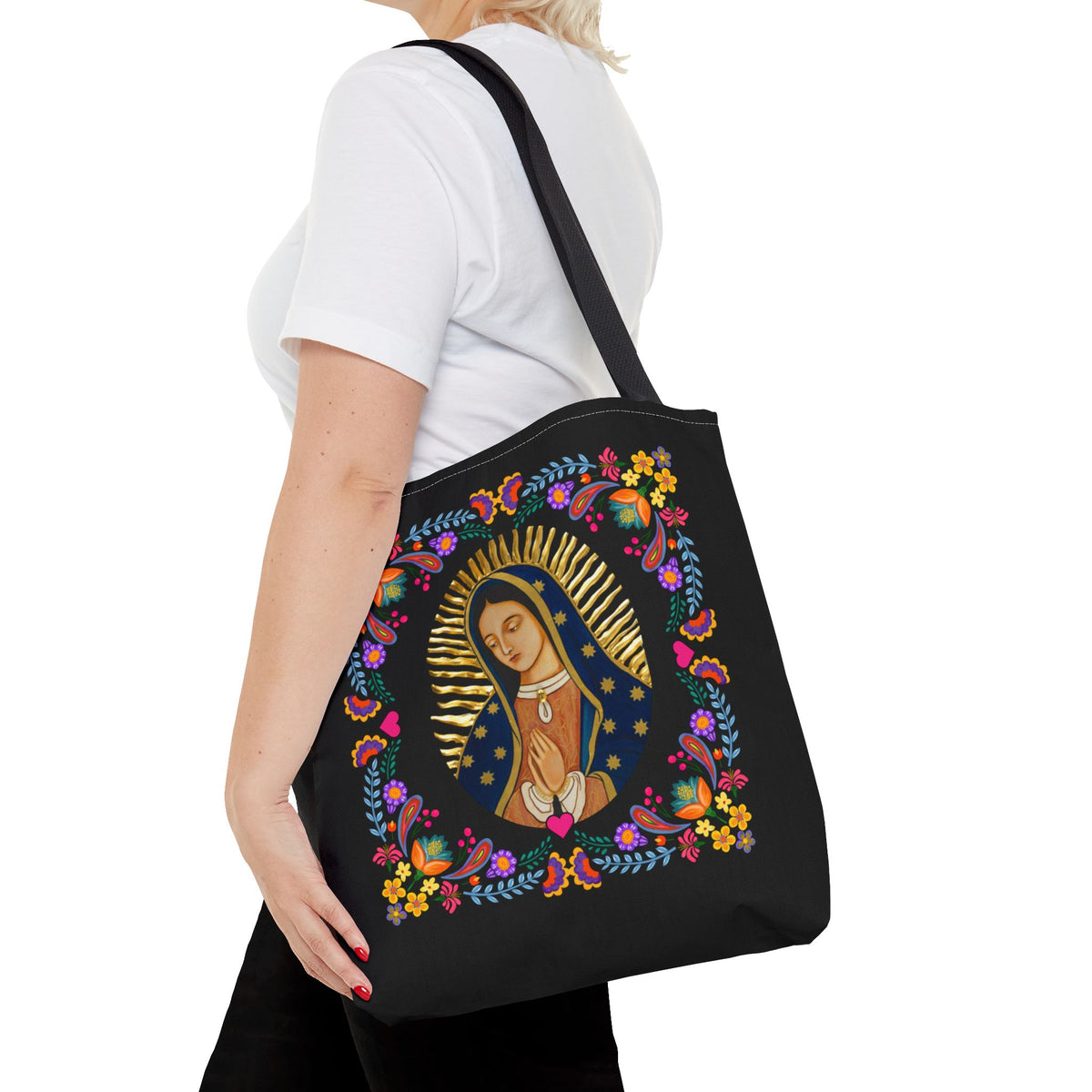 Our Lady of Guadalupe Floral Tote Bag