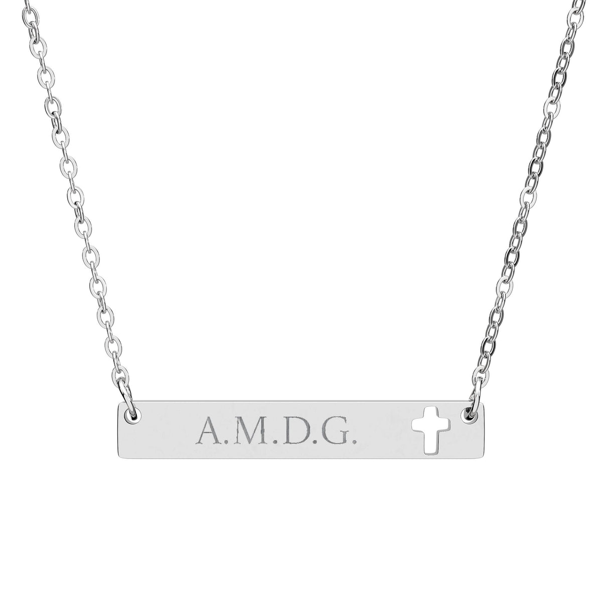 AMDG - Ad Majorem dei Gloriam - Engraved Cutout Cross Necklace
