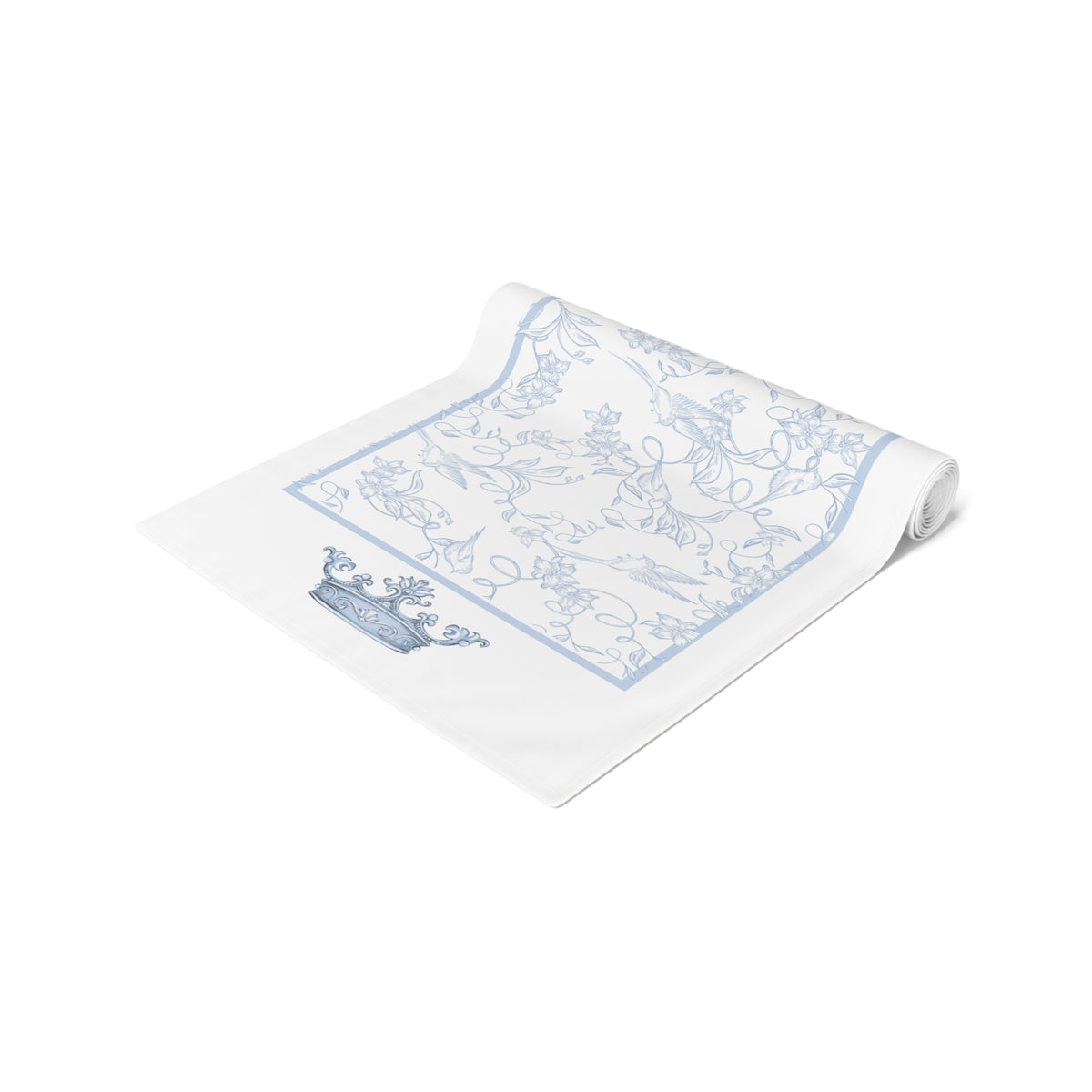 Ave Maria Blue Catholic Table Runner in Cotton Twill or Poly