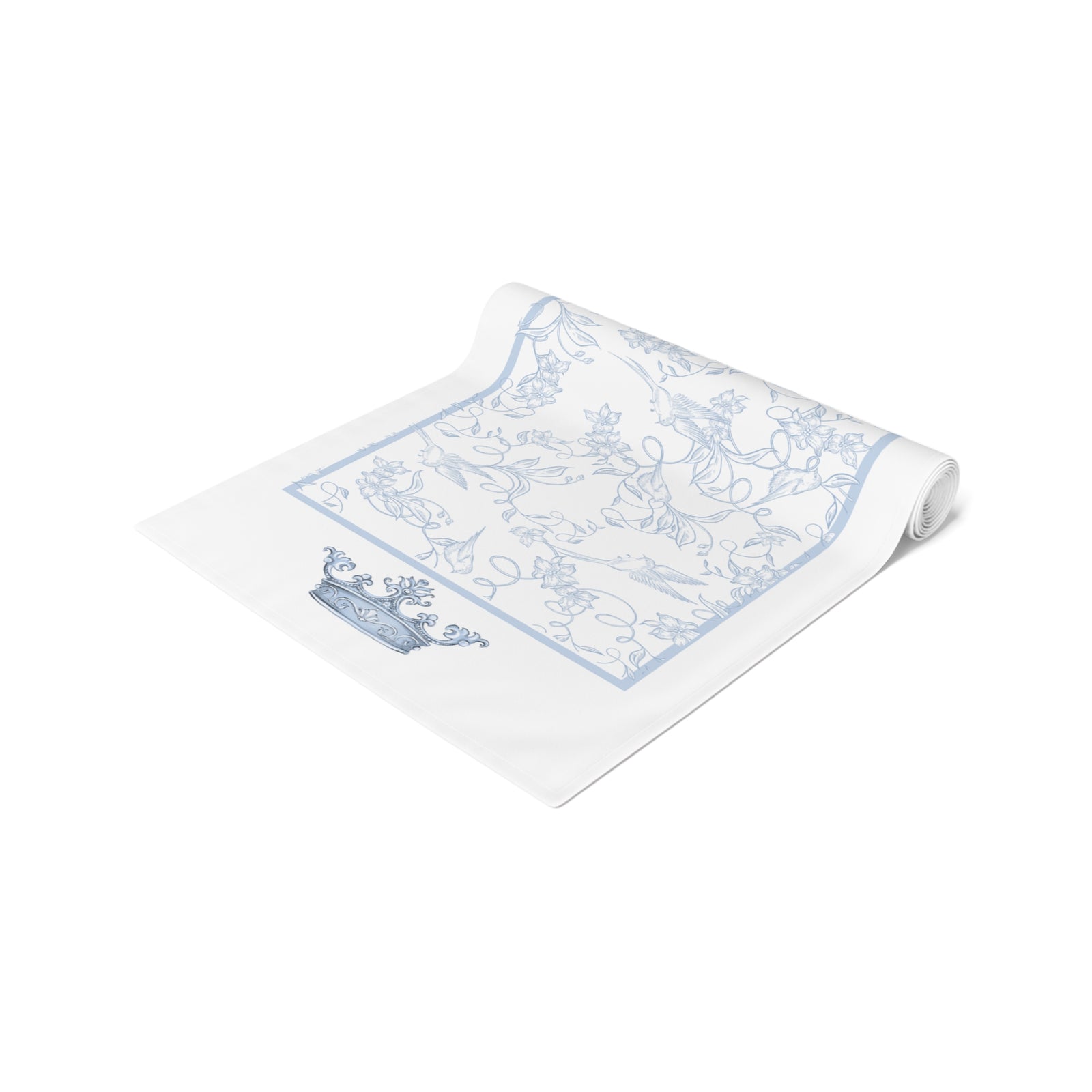 Ave Maria Blue Catholic Table Runner in Cotton Twill or Poly