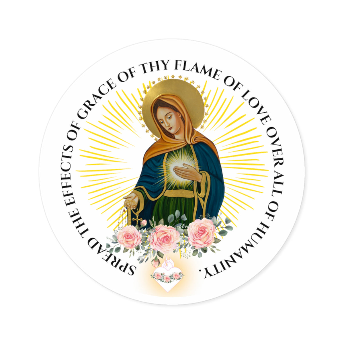Flame of Love Round Stickers, Indoor\Outdoor