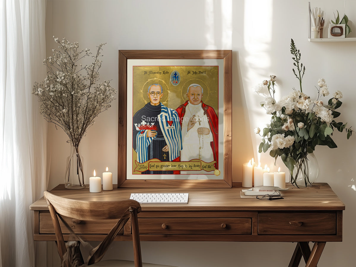 Saint Maximillian &amp; Saint John Paul II Icon Print