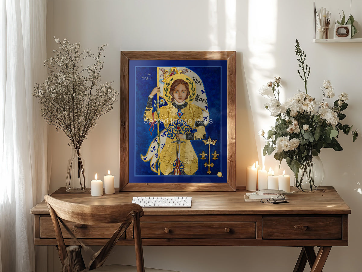 Saint Joan of Arc Icon Print and Framed Print