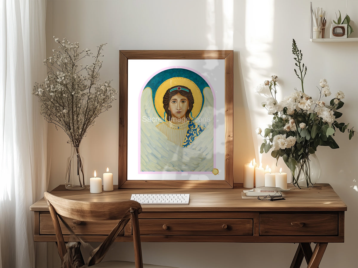 Guardian Angel Icon Print - Pink
