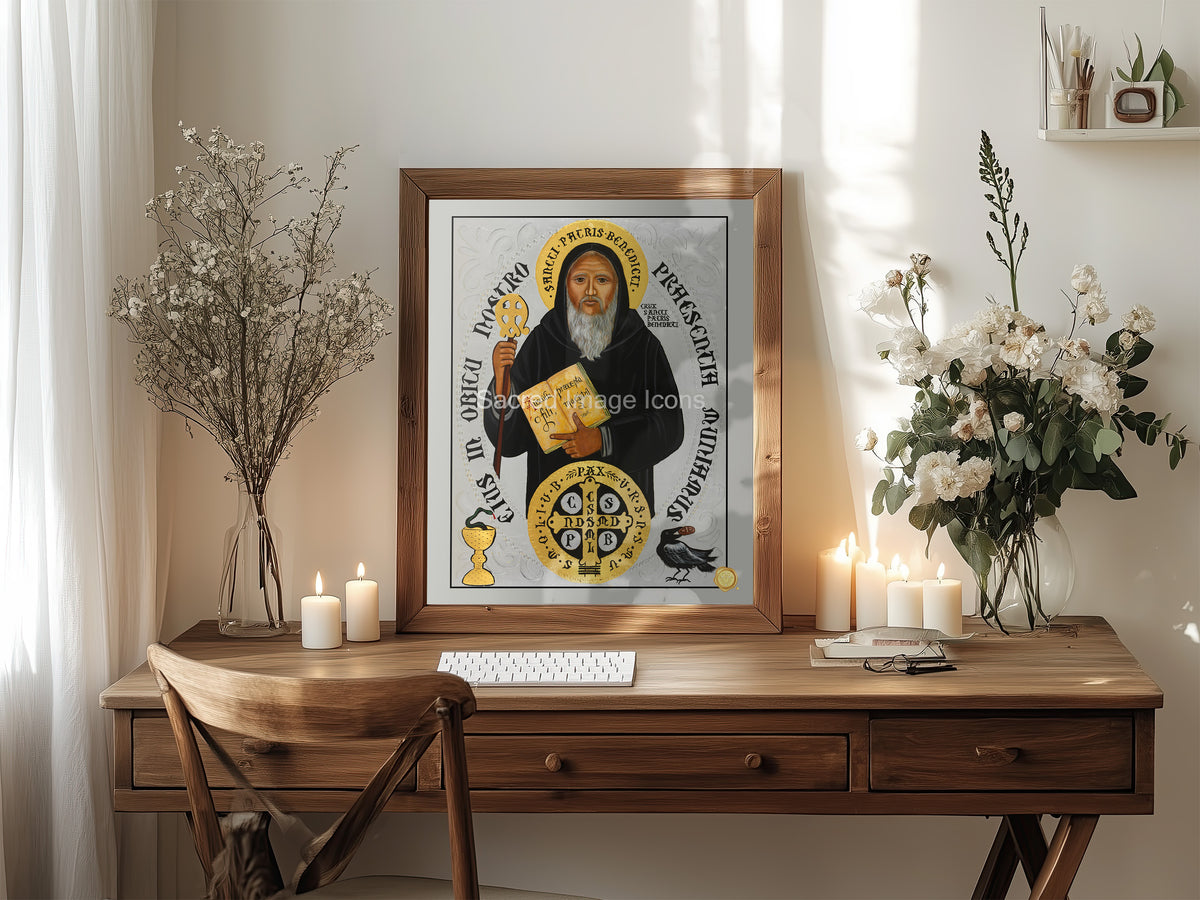 Saint Benedict Icon Print