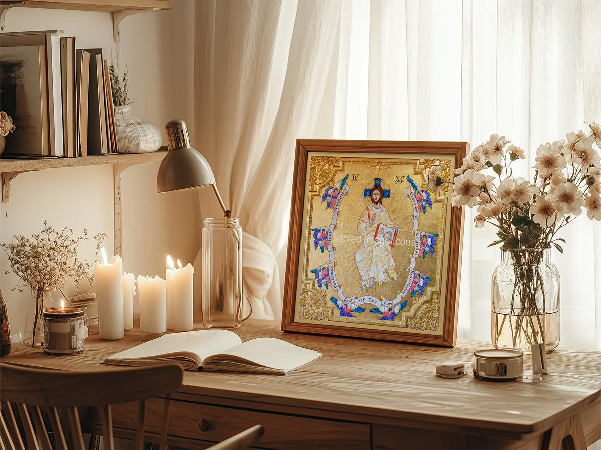 Jesus with the Gifts of the Holy Spirit Icon Print