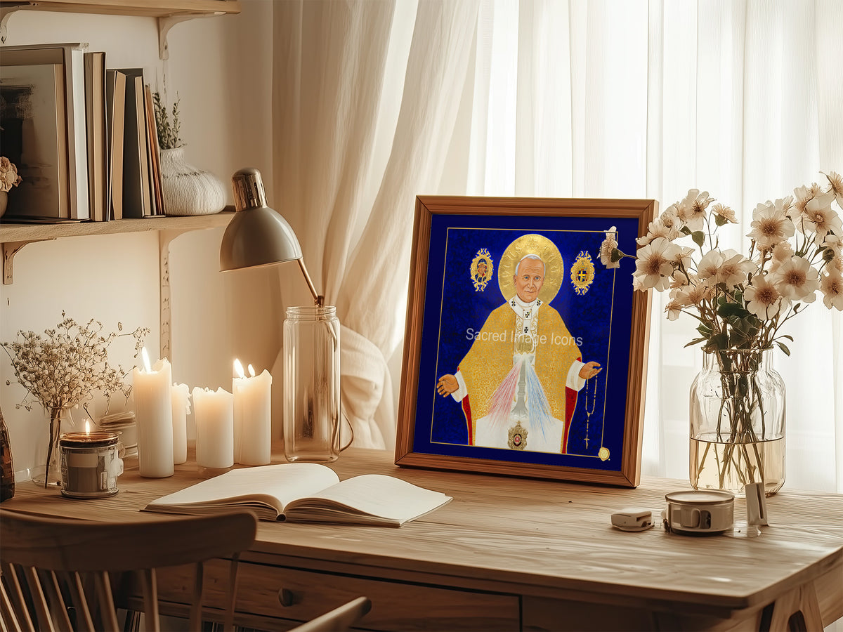 Saint John Paul II - Divine Mercy Icon Print