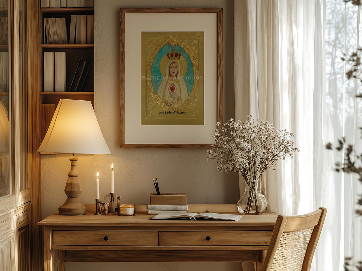 Our Lady of Fatima Golden Icon Print