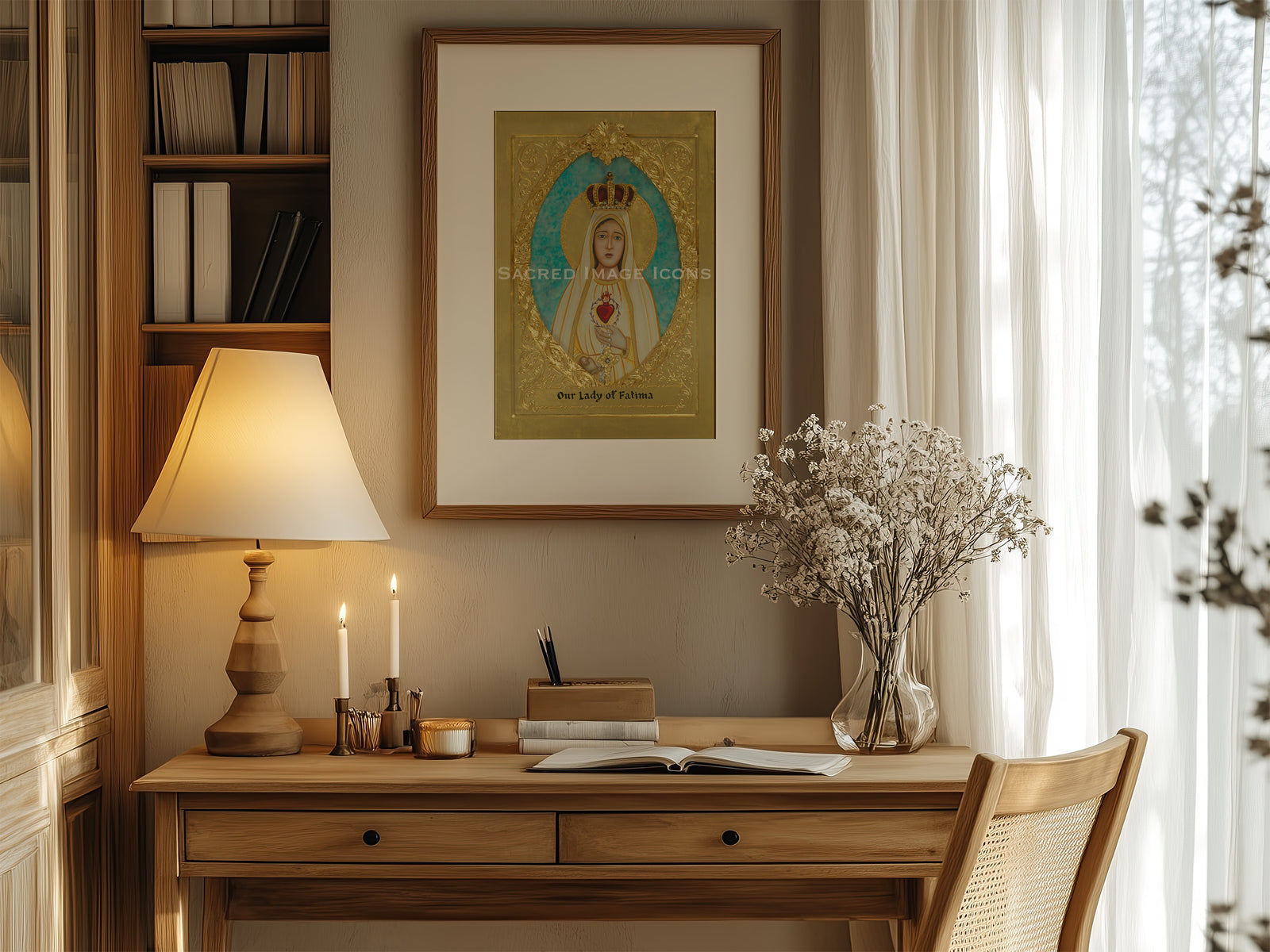 Our Lady of Fatima Golden Icon Print