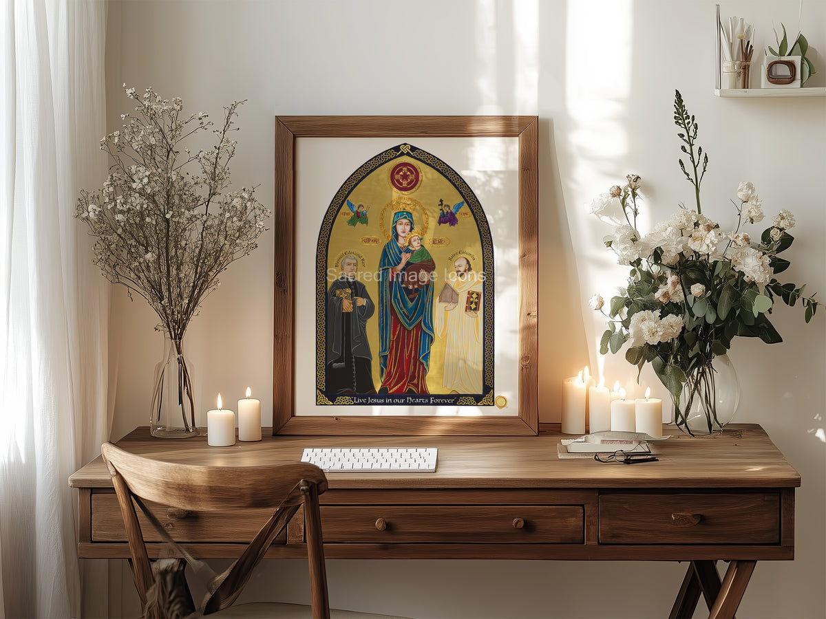 Our Lady of Perpetual Help with Saint Iona and Blessed Edmund Rice Icon Print