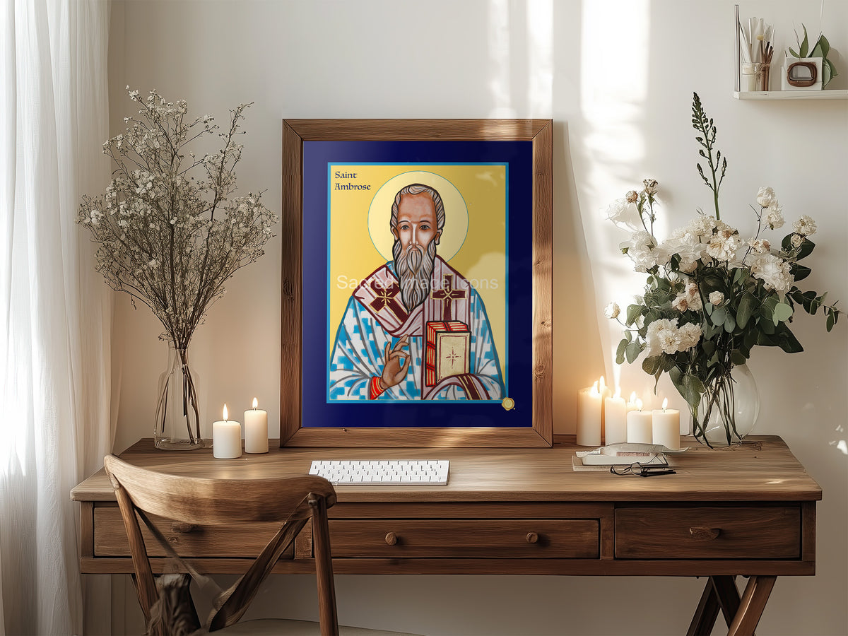 Saint Ambrose Icon Print