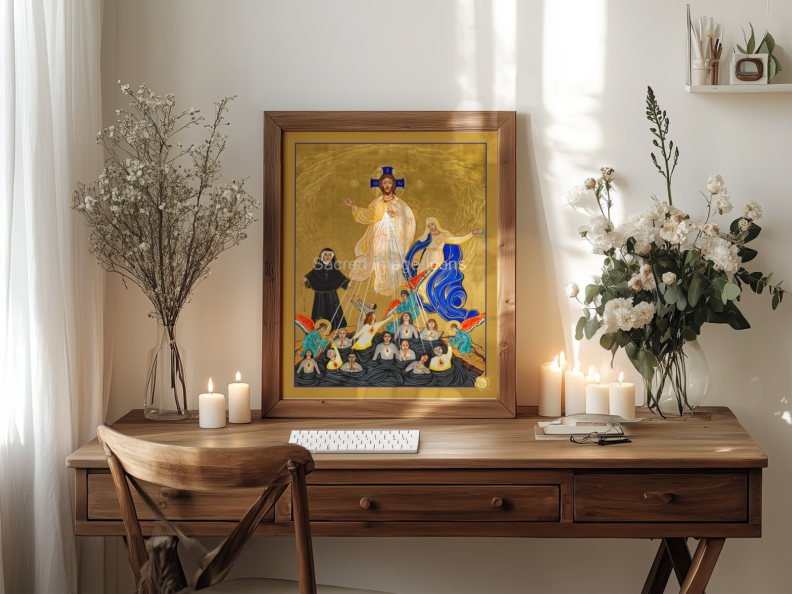 Christ and Purgatory Icon Print