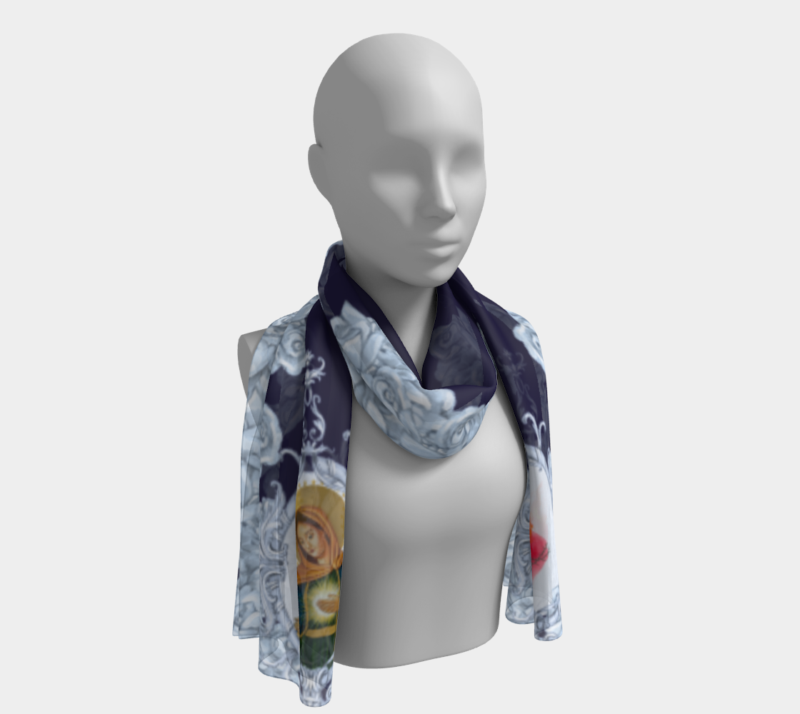 Flame of Love Blue Silk Scarf