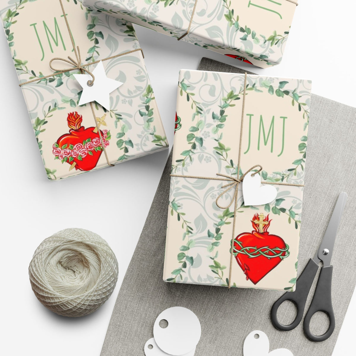 Gift Wrapping Paper - J.M.J. Sacred, Chaste and Immaculate Hearts - Roll